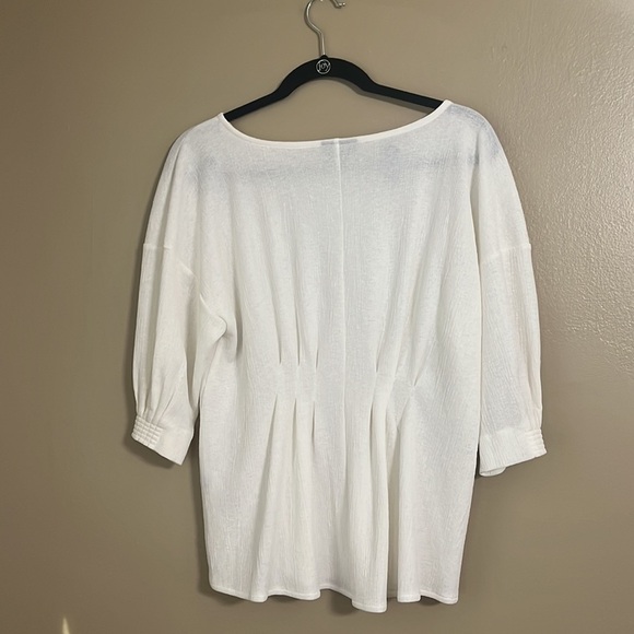 Alfani Off White Gathered Clinched Front Scoop Neck Top Sz M - Picture 4 of 8